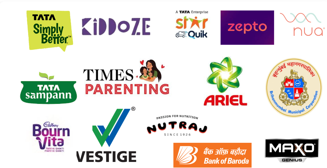 Logos of the brands that partner with MomsLeague Global